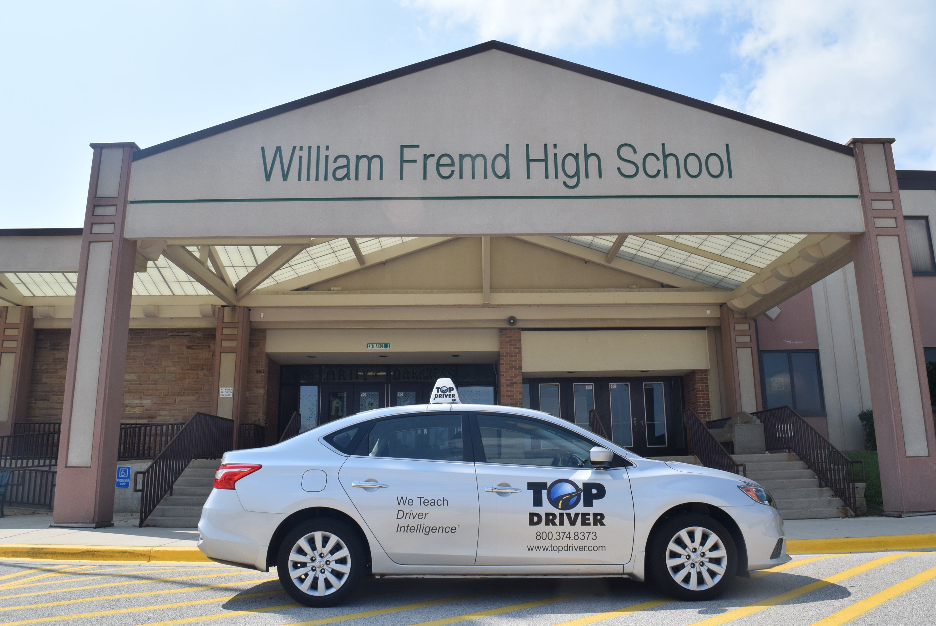 Top Driver car outside of William Fremd High School.